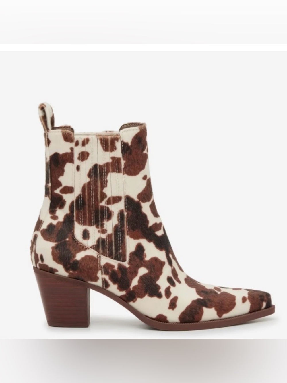 Dolce Vita Brown and Cream Cow-Print Steffi Bootie. Size 6.5 - Picture 2 of 8